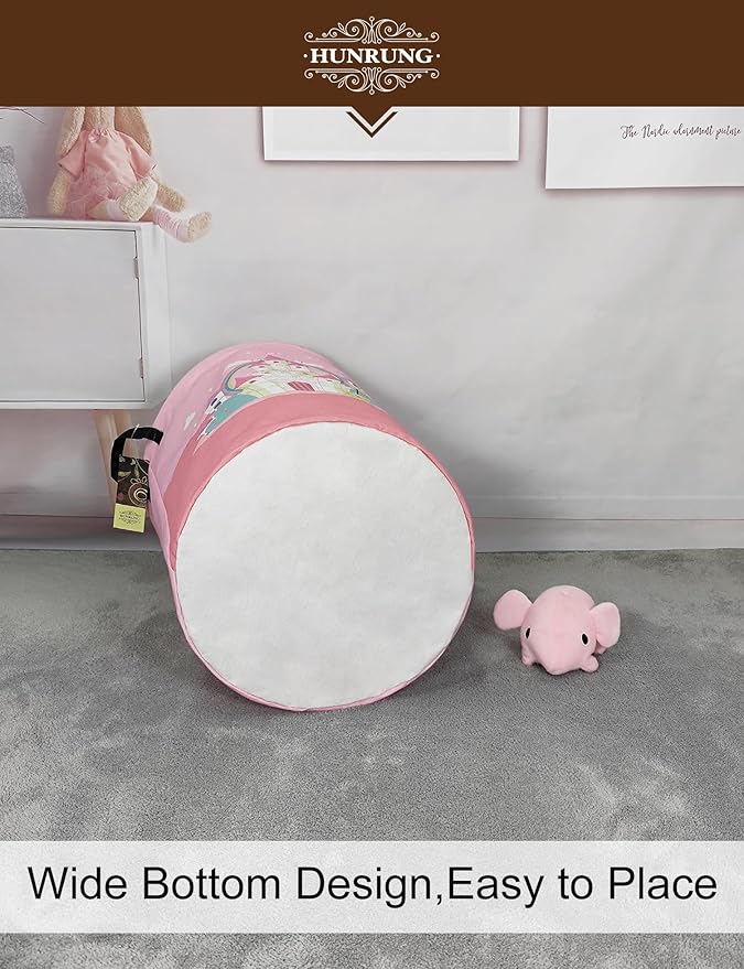 HUNRUNG Laundry Hamper, Large Canvas Fabric Lightweight Storage Basket Toy