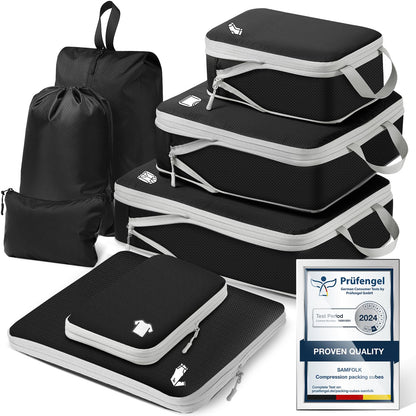 Samfolk Compression Packing Cubes Extensible Organizer Bags For Travel Suitcase Organization