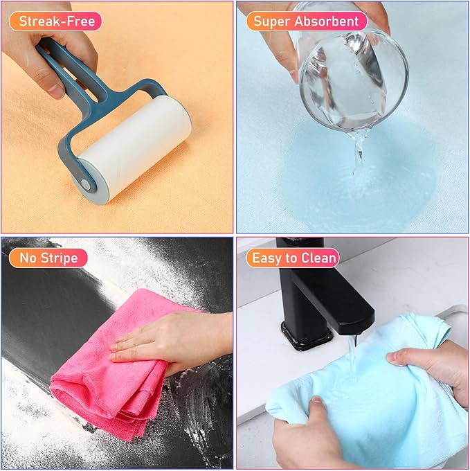Newwiee 6 Pcs Extra Large Microfiber Cleaning Cloth 30" x 20" Washable Reusable