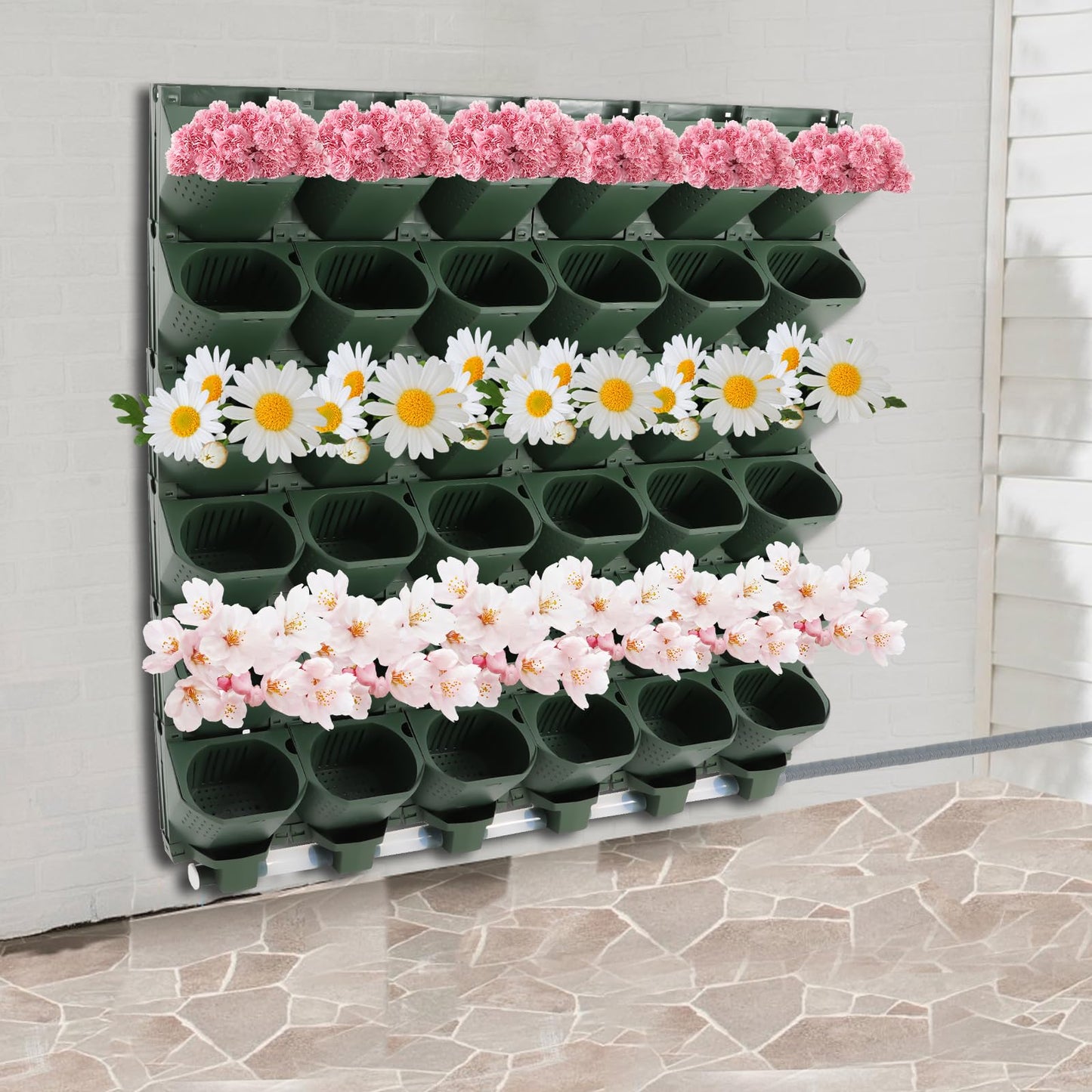 Mlonausz 6 Row 36 Planter Wall Mounted Garden Planter Vertical Garden Self-Watering