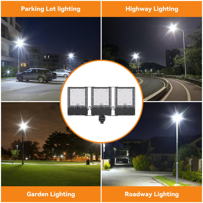 SOLLA 2025 New Upgraded 300W Dusk to Dawn LED Parking Lot Light 45000lm 5000K, ETL, AC85-277V, IP67 Waterproof Adjustable 3-Head Street Lights Outdoor, Pole & Wall-Mounted Flood Lights for Stadium