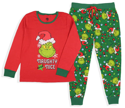 Dr. Seuss How GRINCH Stole Christmas Lights Sleep Pajama Set (Womens', Medium)