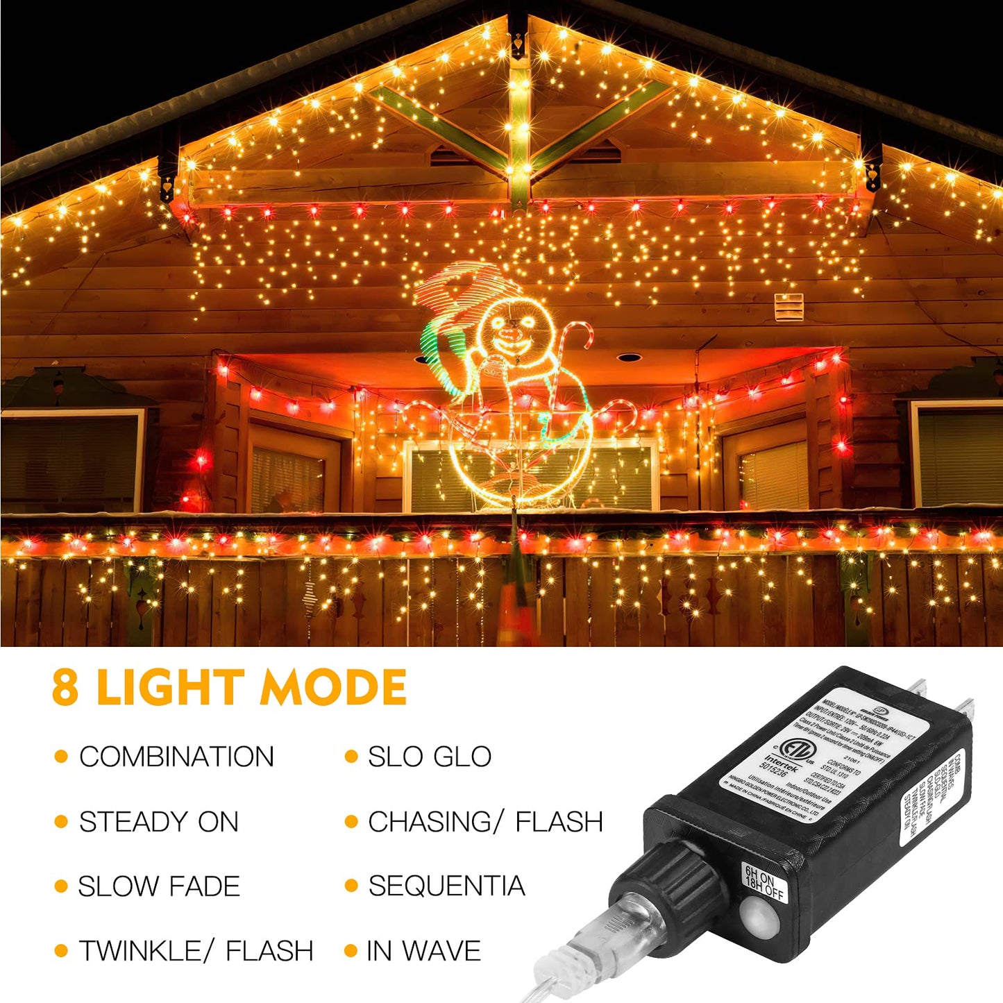 AGIRL 400 LED Icicle Lights Outdoor 32.8Ft 75 Drops Icicle Christmas Halloween Lights 8 Modes Waterproof Fairy String Lights for Indoor Bedroom Garden Wedding Porch Decoration