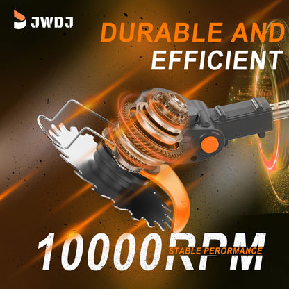 Jwdj 3.1lb Ultra Light Cordless Grass Strimmer 21V with 16 Metal Blades 2x2000mAh Batteries 6" Cut Width for Lawn and Garden Weed Control