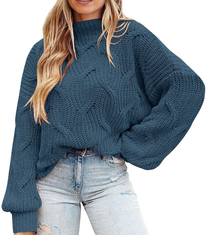 PRETTYGARDEN Women's Fall Oversized Pullover Sweaters Casual Crewneck Long Sleeve Chunky Cable Knit Tops Winter Clothing