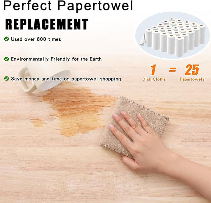 Homaxy 12 Pack Kitchen Dish Cloths, Super Soft and Absorbent Coral Velvet Dish