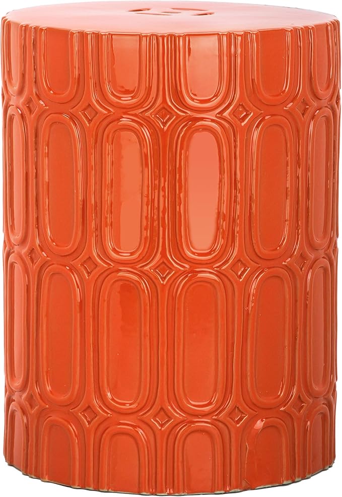 Safavieh Melody Glazed Ceramic Decorative Garden Stool, Orange