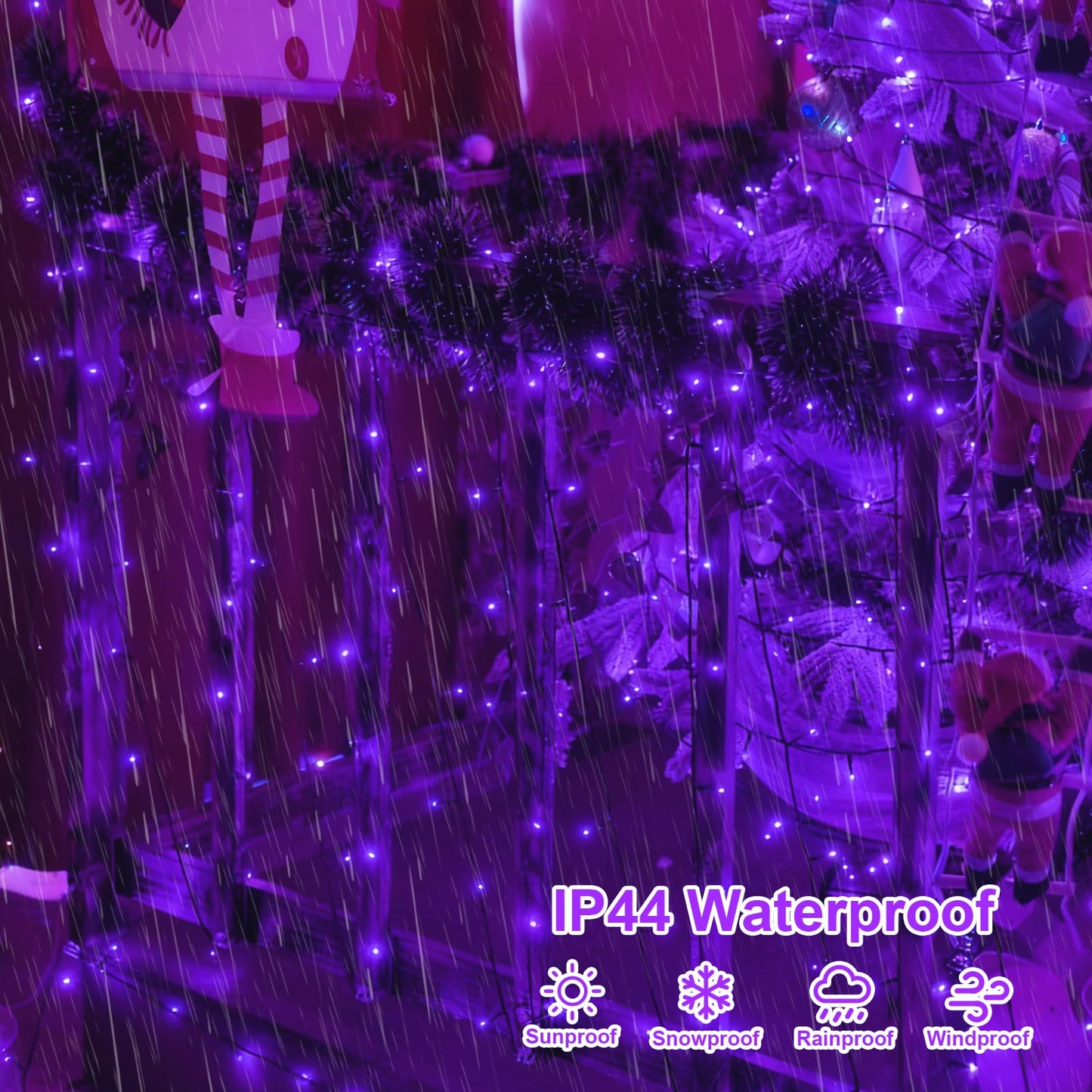 QITONG 165ft 500 LED Purple String Lights, Twinkle Lights Outdoor Waterproof with 8 Modes, Green Wire Christmas Lights Plug in Indoor