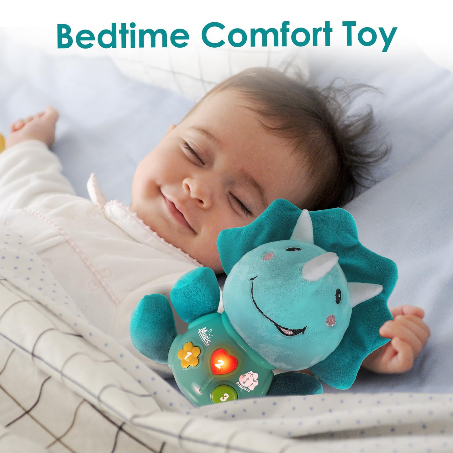 iPlay, iLearn Baby Dinosaur Musical Toys, Newborn Boys Gift, Soft Dinos Plush Stuffed Animal, Infant Light Music Time, 1st Birthday Stocking Gift Stuffer for 0 1 3 6 9 12 18 Month 1-3 Yrs Toddler Girl