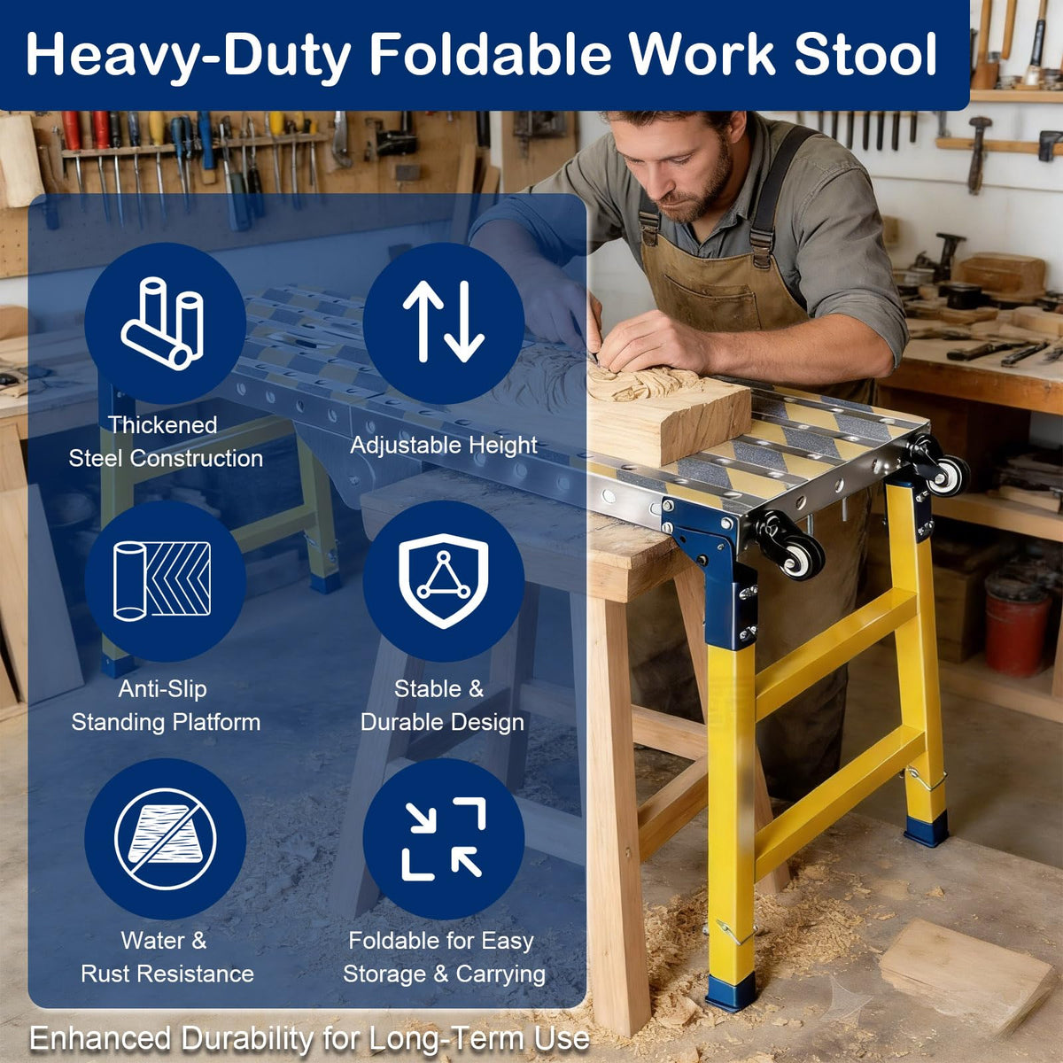Portable Welding Table Work Bench 1102 LBS Load Capacity Versatile Steel Folding Work Table,Height 23 to 35 inches Adjustable with Wheels Non-Slip Mat Scaffolding