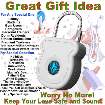 Bstsilver Fingerprint Padlock, 20-User Biometric Lock with Emergency USB Key & Code for Gym Locker, Luggage, Backpacks, Keyless Lock for School, Office, Travel, Dorm, Cabinet, Toolbox & More Indoor
