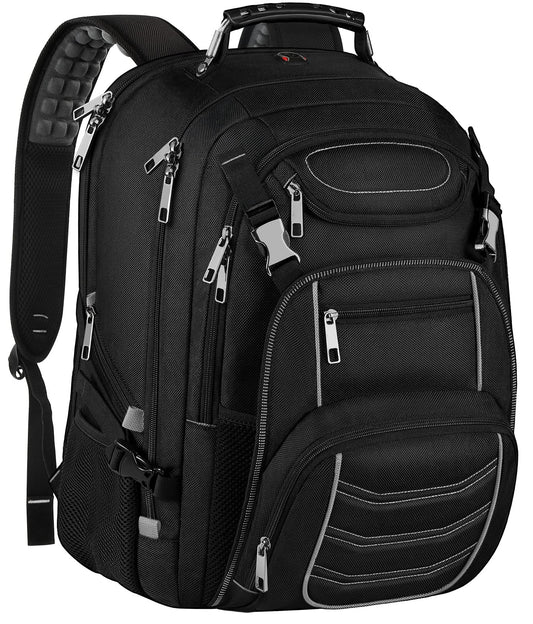 18.4 Laptop Backpack for Men, 60L Extra Large Gaming Laptops Backpack with USB Charger Port,TSA Friendly Flight Approved RFID Anti-Theft Pocket Heavy Duty Computer Bag Backbag,21.2*15.5*11.5 inch Grey