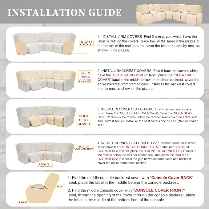 100% Waterproof Sectional Recliner Couch Covers