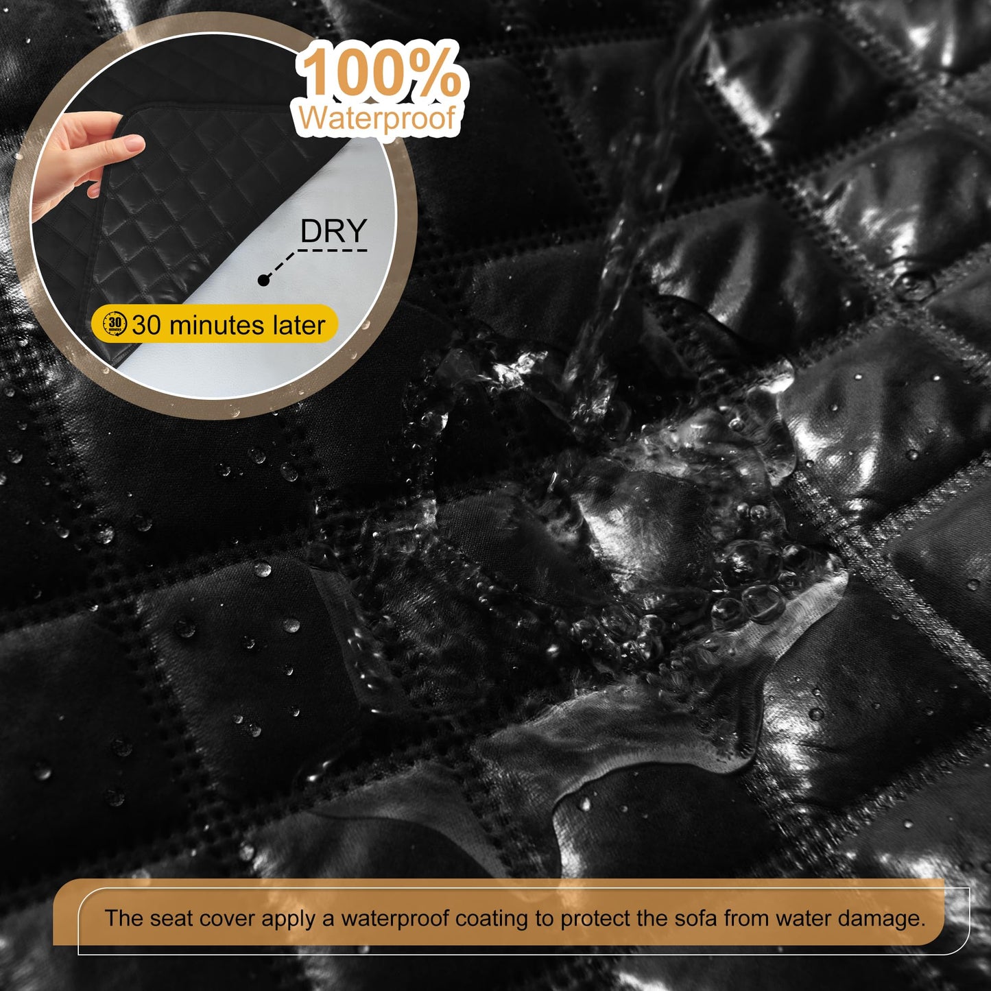 HDCAXKJ 100% Waterproof Reclining Sectional Couch Covers L Shape Recliner Sofa Cover Washable Quilted Soft Pet Dog Corner Recliner Slipcovers with Pockets (XL5 Seat and 1 Middle Console, Black)