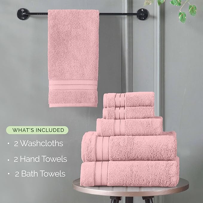 Elegant Comfort Luxury 6-Piece Towel Set, Premium Soft 100% Turkish Cotton