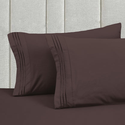 Mocassi Full Size 4-Piece Bed Sheet Set - 1800 Premium Hotel Quality Microfiber 18-24 Inches Extra Deep Pocket Fitted Sheet- Luxury Soft, Breathable, Wrinkle, and Fade Resistant, Brown