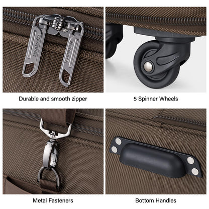 Hanke Expandable Collapsible Luggage with Wheels Suitcase, Rolling Travel Bag, Duffel Garment Tote Bag for Men Women, Lightweight Suitcase, Large Capacity Luggage with Spinner Wheel (Coffee)