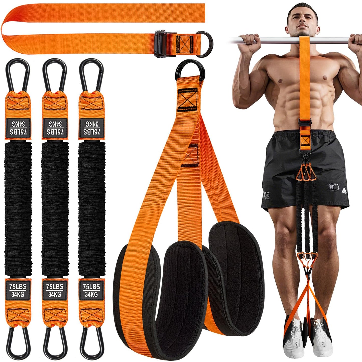 HPYGN Pull Up Assistance Bands, Heavy Duty Resistance Band for Pull Up Assist, Adjustable Weight/Size with Fabric Feet/Knee Rest, Bands for Pull Up Bar for Strength Training, Pull Up Assist Band