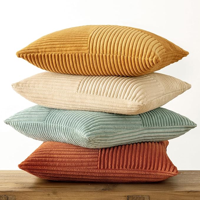 MIULEE Teal-Orange Decorative Throw Pillow Covers 20x20 Inch Set of 4 Boho
