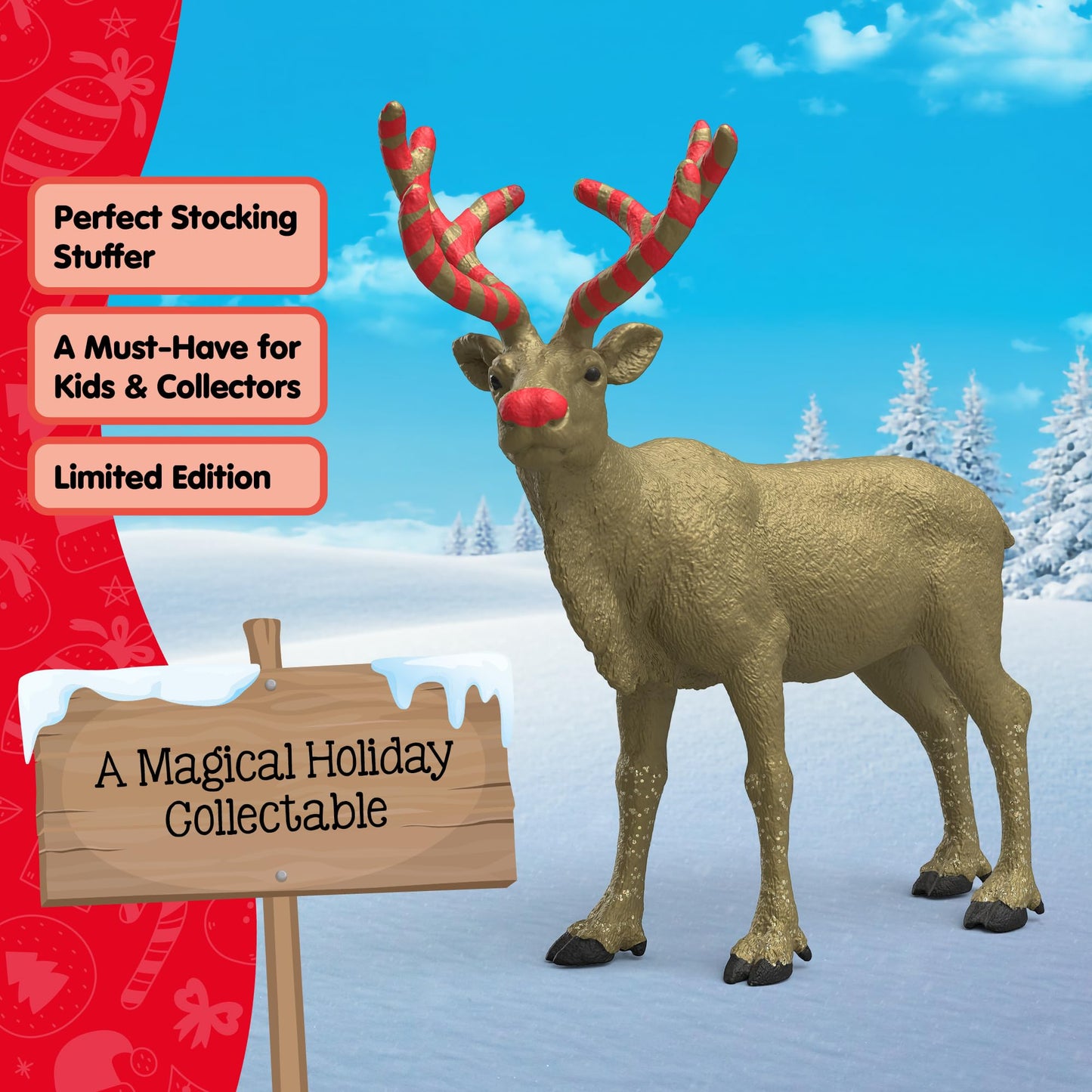 Schleich Farm World – 5" Golden Anniversary Reindeer Figurine – Limited Edition Christmas Collectible Animal Toy for Boys and Girls – Fun Holiday Play Figure for Kids Ages 5+ | 72271