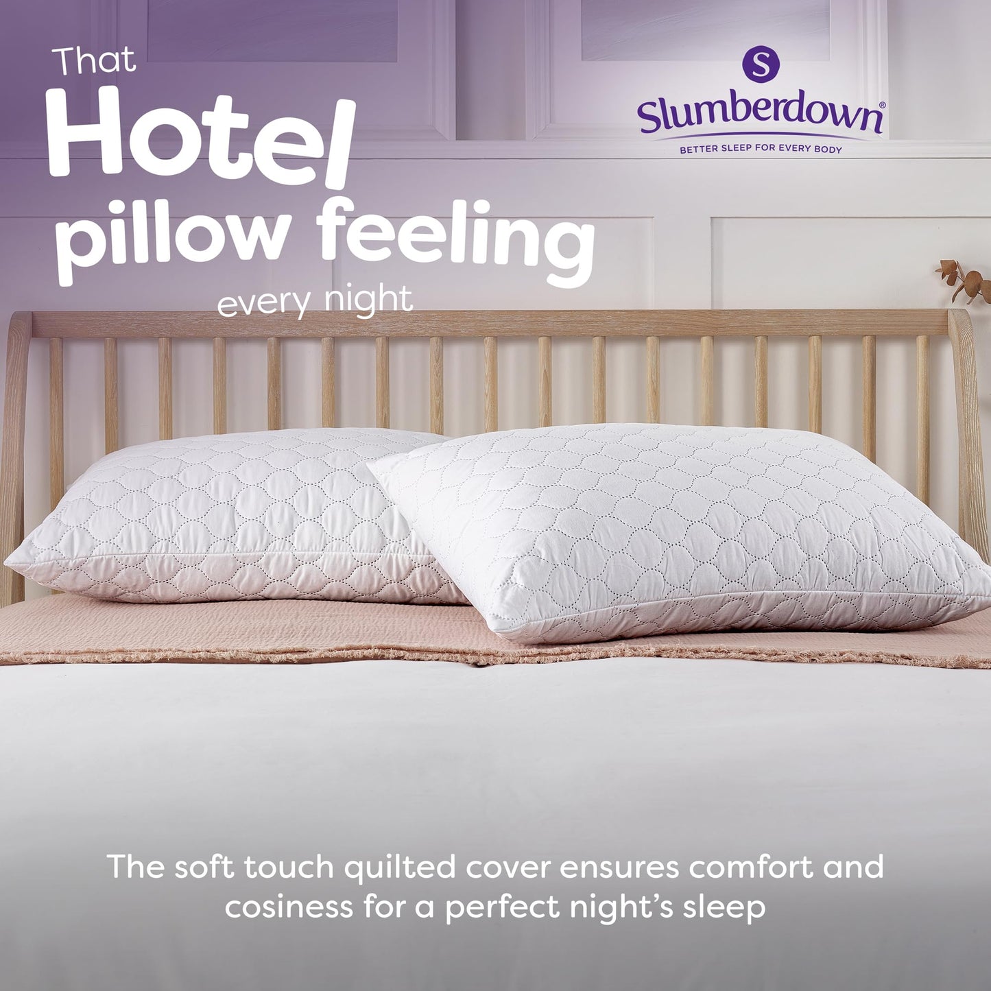 Slumberdown Pillows 2 Pack Hotel Quality – Firm, Plump Hypoallergenic Pillows for Back & Side Sleepers, Sleep Better. Feel Better