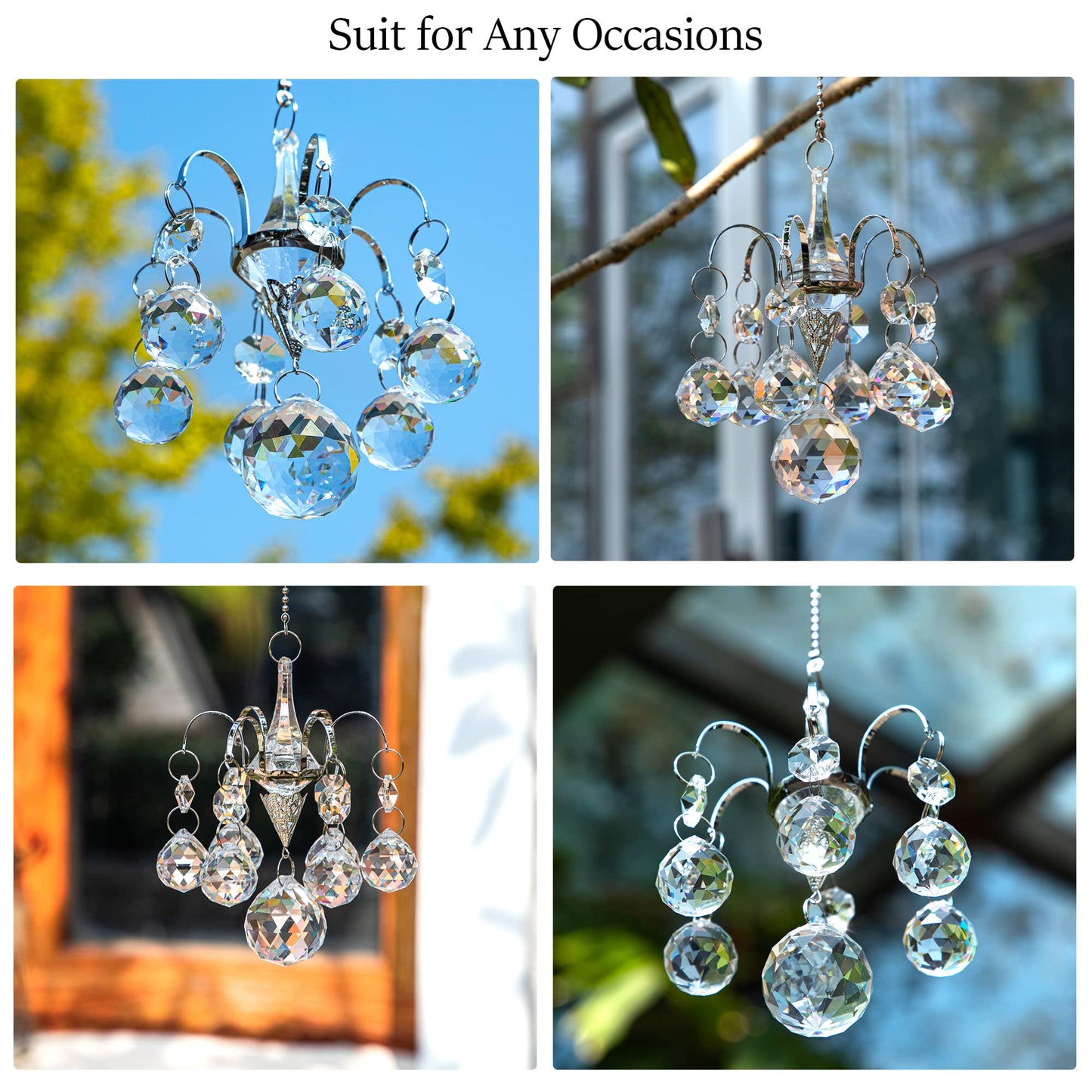 H&D HYALINE & DORA Crystals Ball Prisms Suncatcher Hanging Ornament Hanger Rainbow Maker with Hook