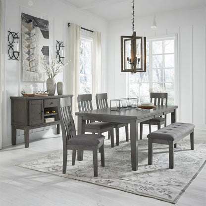 Signature Design by Ashley Hallanden Modern Farmhouse Rectangular Dining Room Butterfly Extension Table with Self-Storing Leaf, Seats Up to 6, Wood, Dark Gray