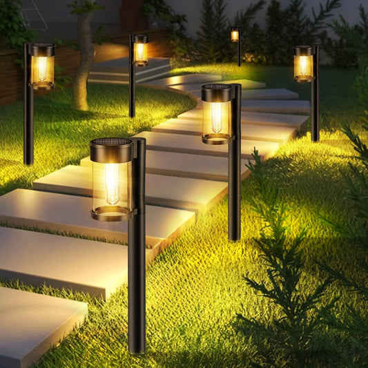 Solar Pathway Lights Outdoor, 10 Pack Metal & Glass Solar Lights Outdoor Waterproof Landscape Path Lights for Outside Yard Lawn Walkway Driveway Garden Decor
