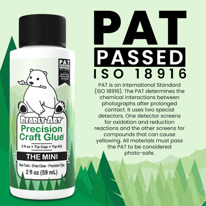 Bearly Art Precision Craft Glue - The Mini - 2fl oz with Tip Kit - Acid Free Archival - Strong Hold Adhesive - Ideal for Fine Paper Crafting Scrapbooking and Card Making - Made in USA