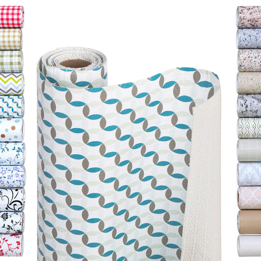 Smart Design Bonded Grip Shelf Liner - 12 Inch x 10 Feet - Non Adhesive, Strong Grip Bottom, Easy Clean Kitchen Drawer, Cabinet, Cupboard Dresser Protector Cover, Non Slip Rubber Mat - Ocean Origami