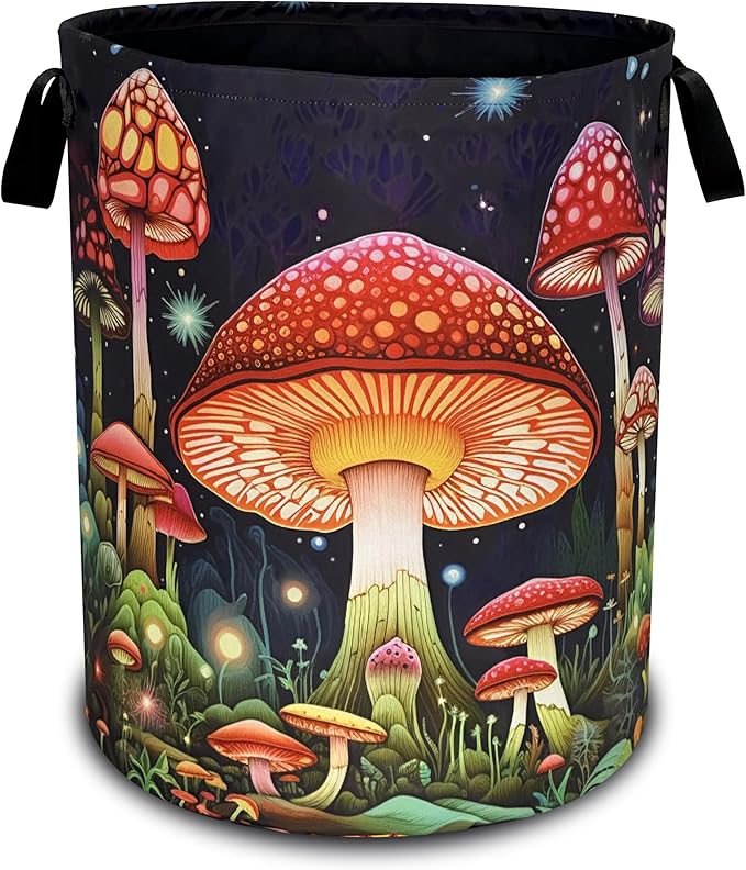 Red Mushroom Laundry Basket Oxford Cloth Psychedelic Plant Laundry Hamper