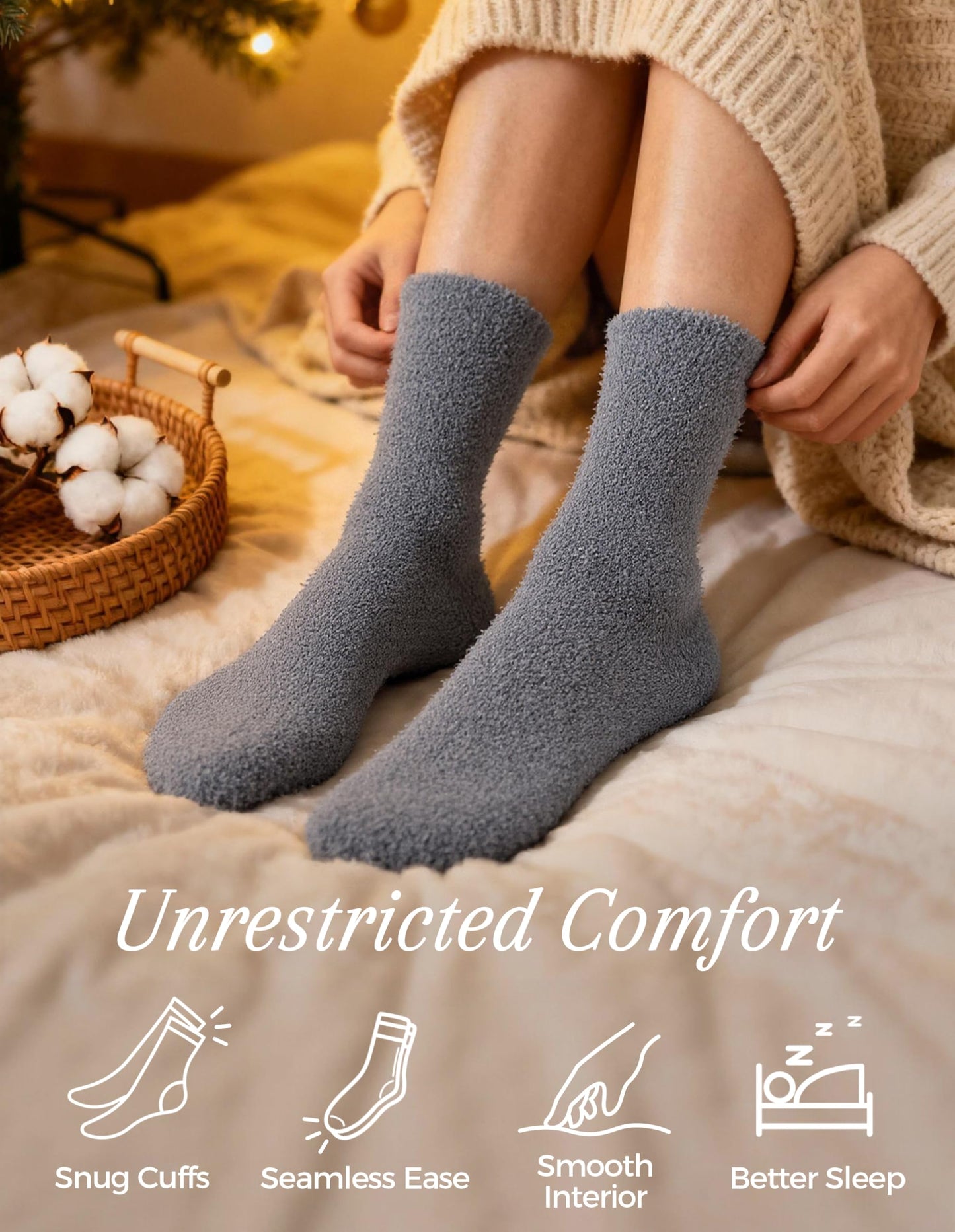 TEHOOK Warm & Cozy Valentines Gifts for Women, Fluffy Fuzzy Plush Sleeping Slipper Socks - Soft Warm Fabric