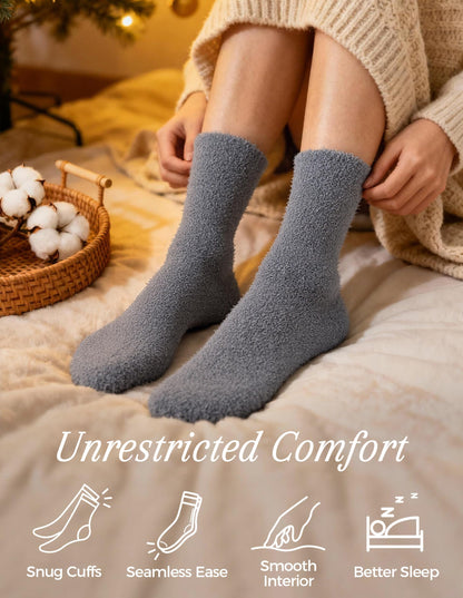 TEHOOK Warm & Cozy Valentines Gifts for Women, Fluffy Fuzzy Plush Sleeping Slipper Socks - Soft Warm Fabric