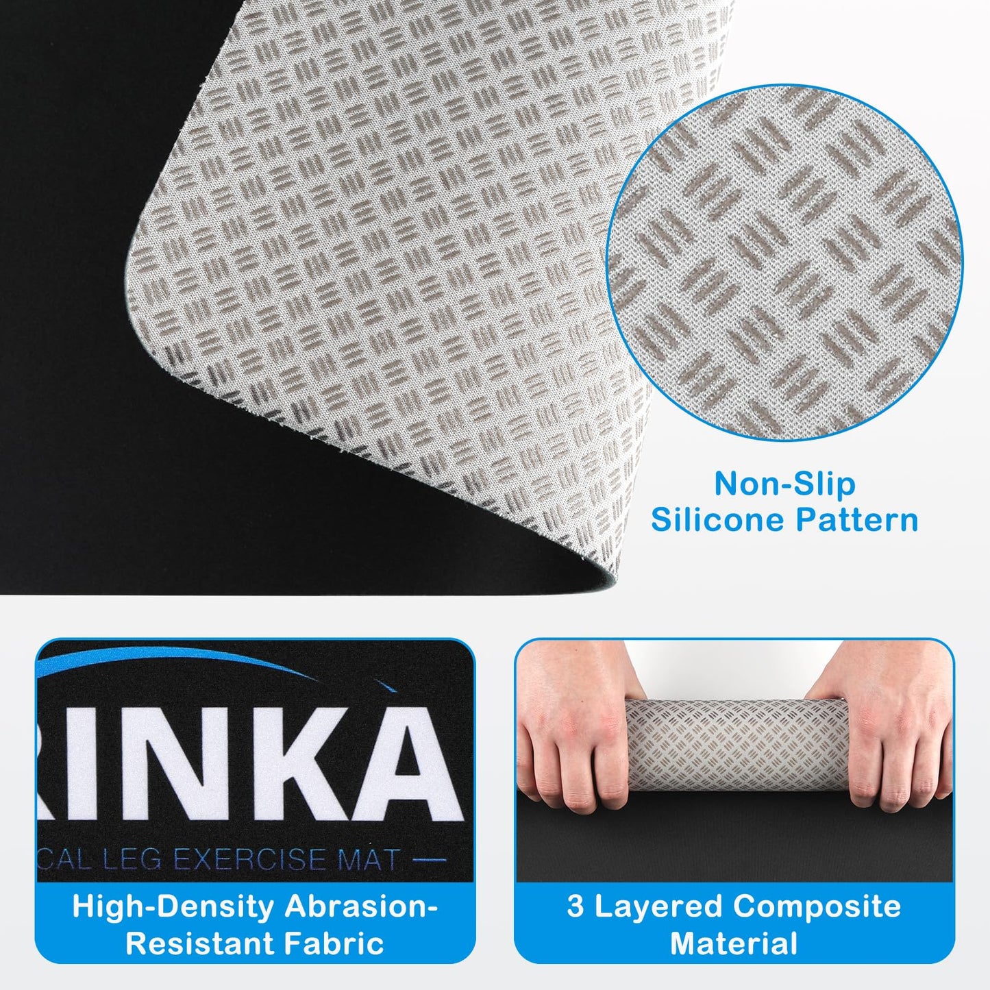 Non-Slip Workout Mat for Under Desk Elliptical Machine, Mats for Exercise Equipment, Suitable for Electric Seated Foot Pedal Exerciser, Enhanced Stability & Floor Protection