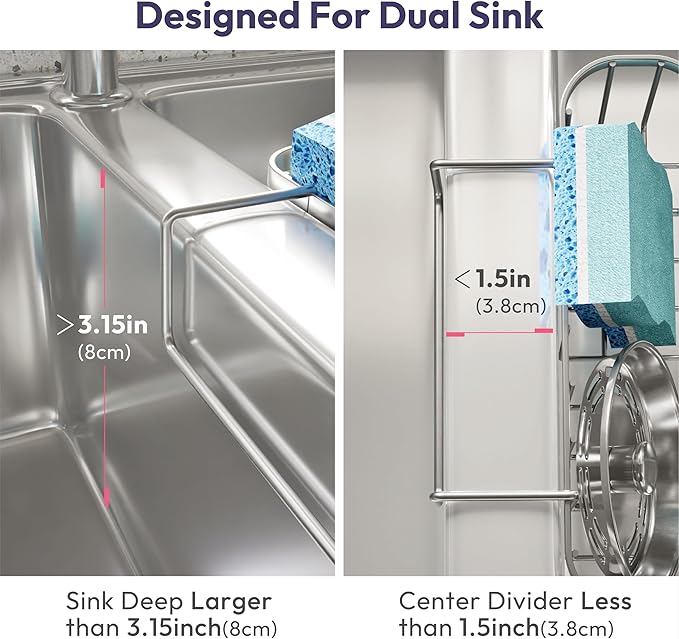 SWTYMIKI Sponge Holder for Kitchen Sink, Movable Kitchen Sink Caddy