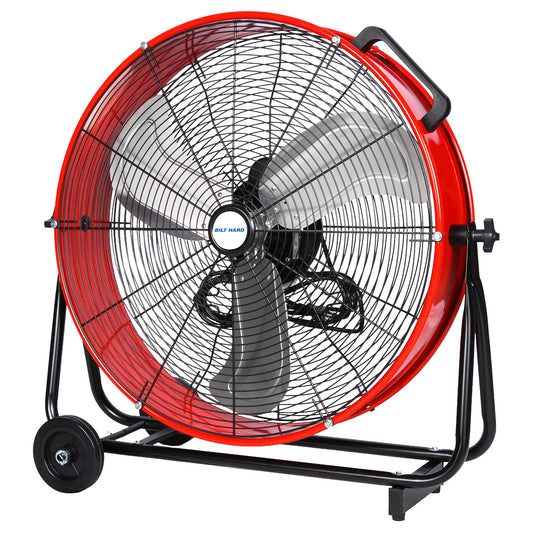 BILT HARD 24" 8100 CFM High Velocity Industrial Drum Fan, 3-Speed Heavy Duty Metal Shop Fan for Warehouse, Workshops, Garage, Factory and Basement