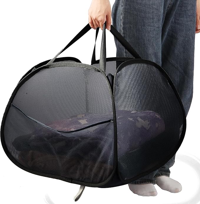 Collapsible Laundry Baskets, 90L Large Foldable Laundry Basket, Durable Mesh