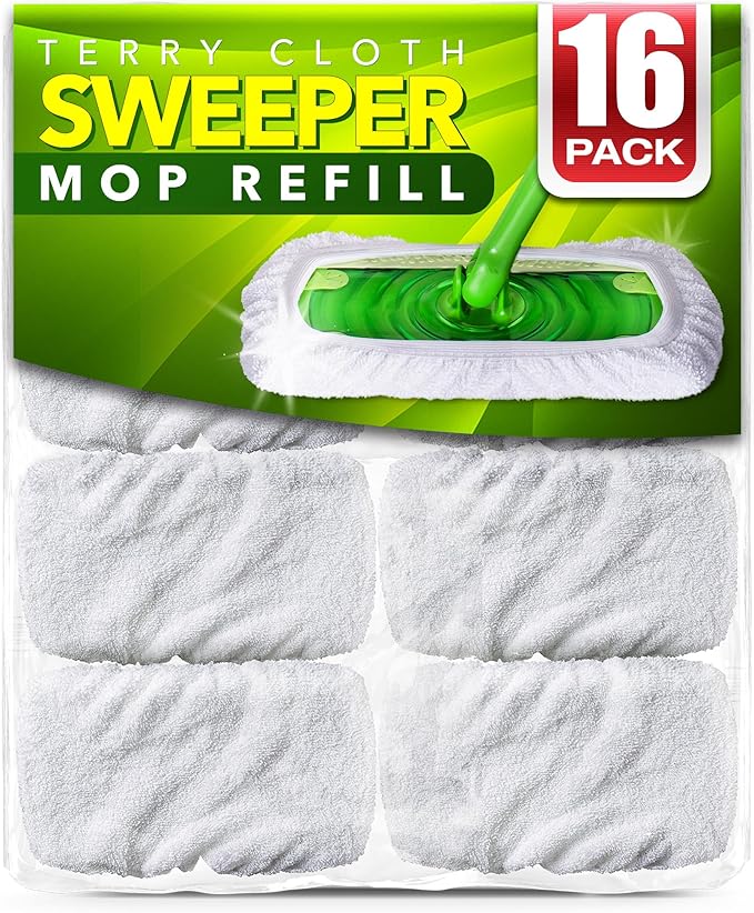 VanDuck Reusable 100% Cotton Mop Pads, Terry Cloth Mop Covers Washable