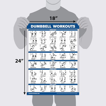 Palace Learning 3 Pack - Dumbbell Workout Posters for Home Gym - Volume 1, 2 & 3 - Exercise Charts (Laminated, 18" x 24")