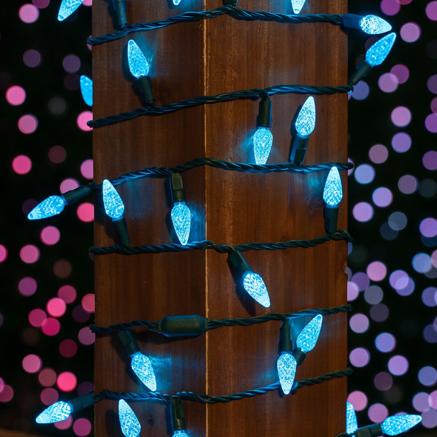 ‎‎‎Novelty Lights 24FT 70 LED C6 LED Christmas String Lights, Outdoor Christmas Tree Commercial Grade LED String Lights, Permanent Christmas Lights Outdoor Tree Decorations Outdoor (Teal)