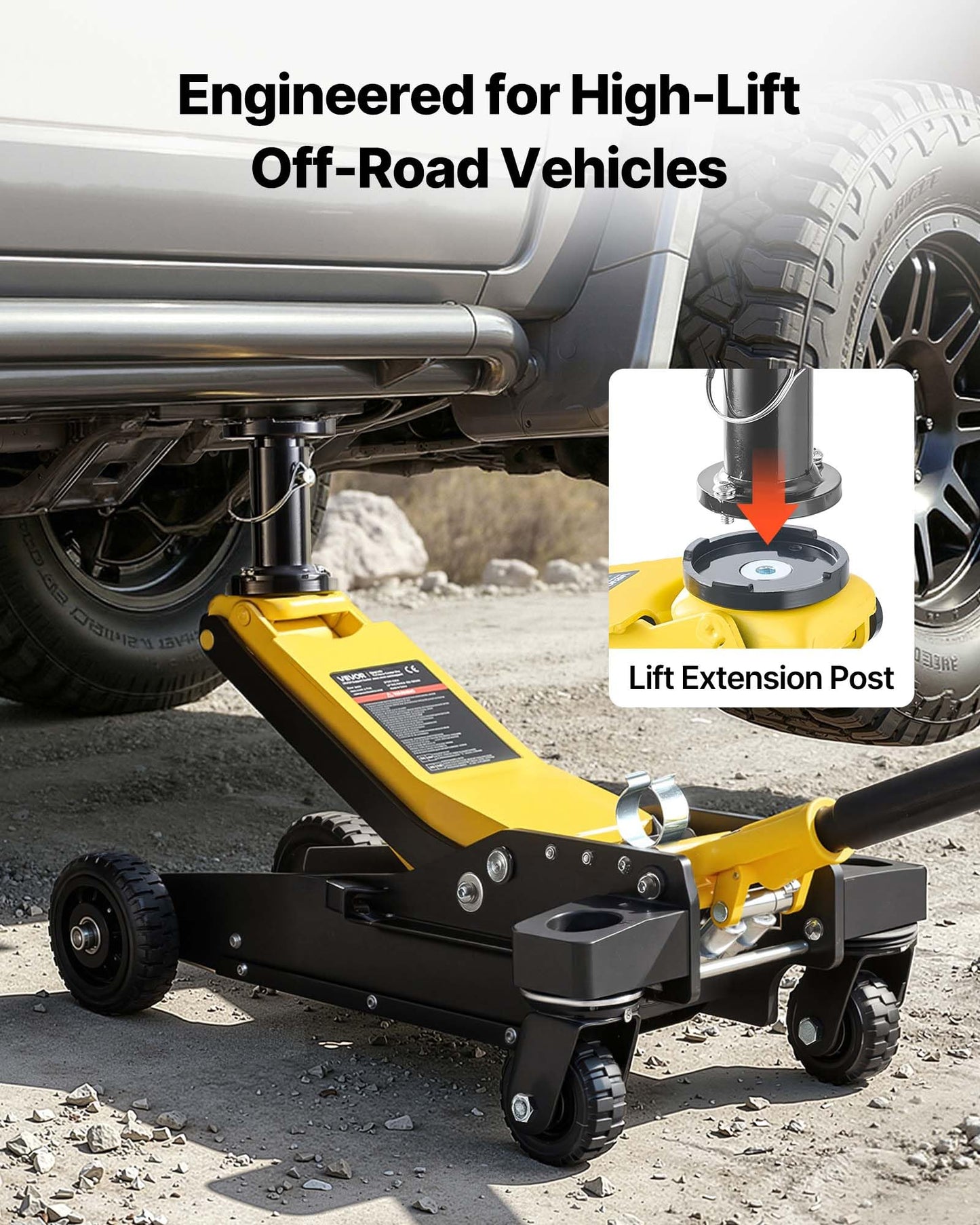 VEVOR Off Road Floor Jack, 3 Ton Aluminum & Steel Racing Low Profile Floor Jack with Dual Pistons Quick Lift Pump & Extension Post, Hydraulic Trolley Car Lift Jacks for Motorcycles, ATVs, SUV Pickup