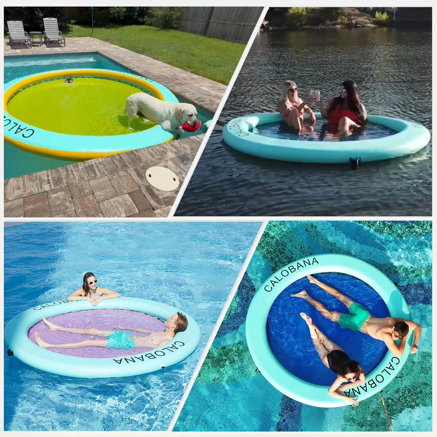 CALOBANA 10ftx6ft Inflatable Floating Dock with and Ramp & 8ft Yellow Water Hammock