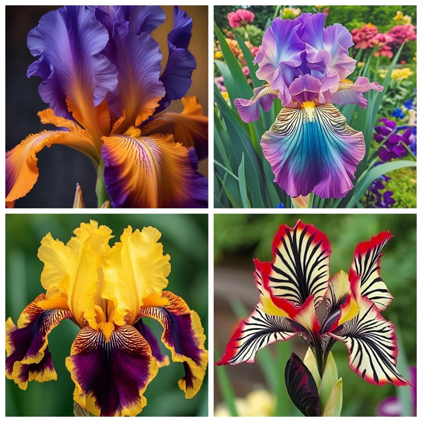 YIJKDSC Bearded Iris for Planting - Magical Hardy Balcony Rare Species, Simple to Grow, Ornamental Value f (6bulbs)