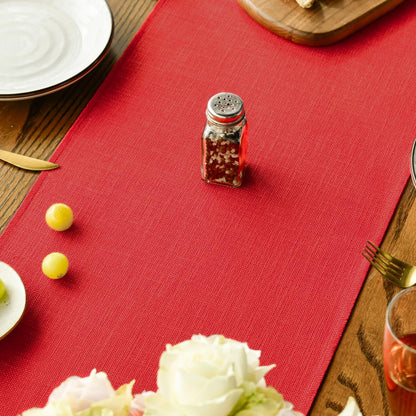 Artoid Mode Red Tassel Table Runner, Christmas Linen Blend Rustic Farmhouse Style Kitchen Table Decoration Holiday Wedding Party Dinning Decor 13x72 Inch