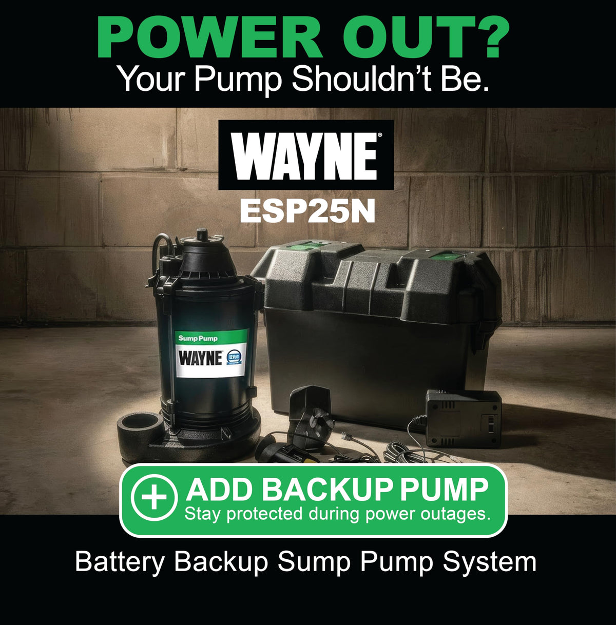 Wayne 1 HP Heavy Duty Submerisble Cast Iron and Stainless Steel Sump Pump with NEW Switch - Removes up to 6,100 Gallons of Water Per Hour