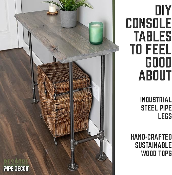 Restore by Pipe DÉCOR Live Edge Wood Console Table 48 in. x 16 in. x 34 in.