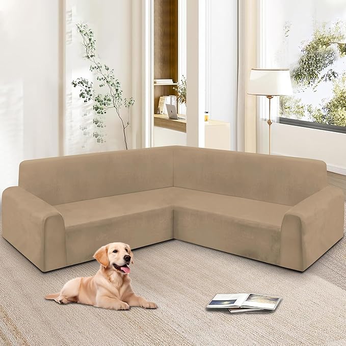 HDCAXKJ Corner Sectional Couch Covers Velvet Stretch L Shape Sofa Cover Soft
