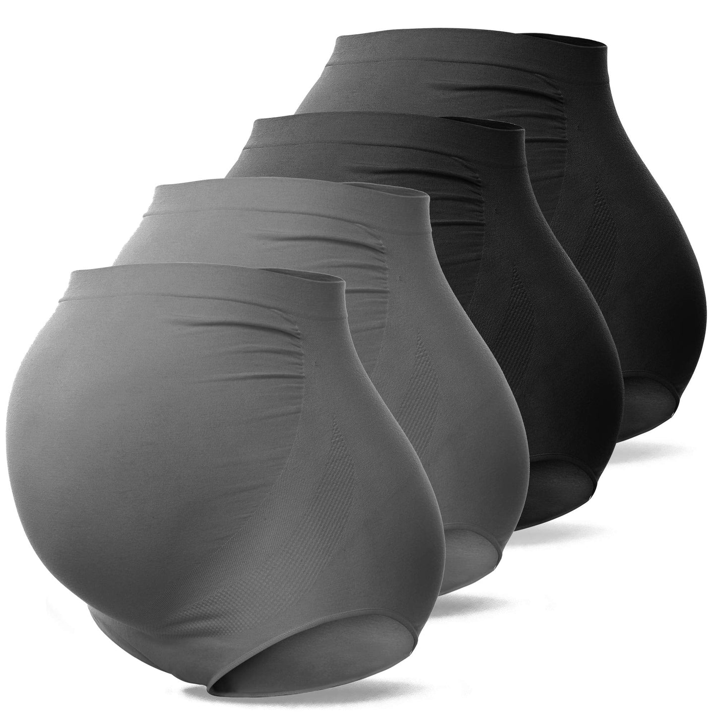 SUNNYBUY Women's Maternity High Waist Underwear Pregnancy Seamless Soft Hipster Panties Over Bump (2Black 2DGrey-4pk XL)