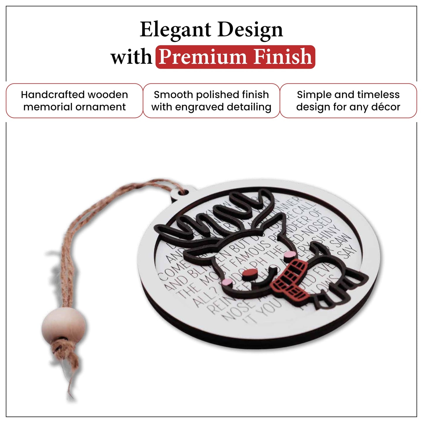 Living Legacy Reindeer QR Code – Wooden Ornament with QR Code, Custom Memory Ornament – Personalized Wooden, Hanging Christmas Ornament – Christmas Tree Decoration & Gift