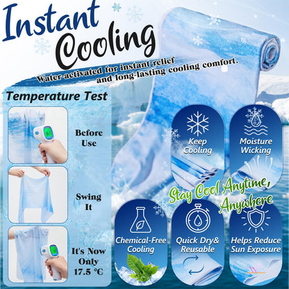 Chicplaid 2 Pack Cooling Towels for Neck and Face, 40" x 12" Instant Ice Towel Soft Breathable Microfiber Towel for Sports, Gym, Yoga, Running, Biking, Camping, Outdoor Activities